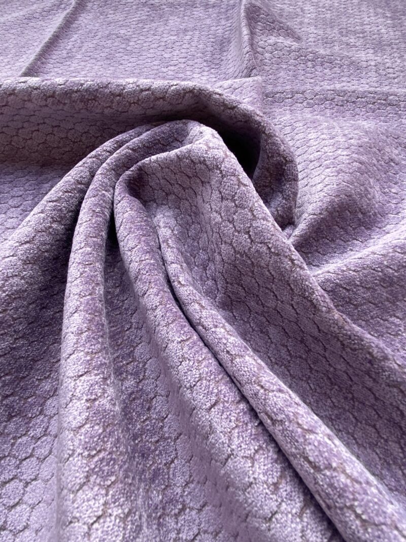 IMG_4287 10 Berkbox83 Square Velvet by Grey Watrkins Monterosso Lavender Purple Small Scale Dots Circle 1.1yd x 25"W MSRP USD192/y