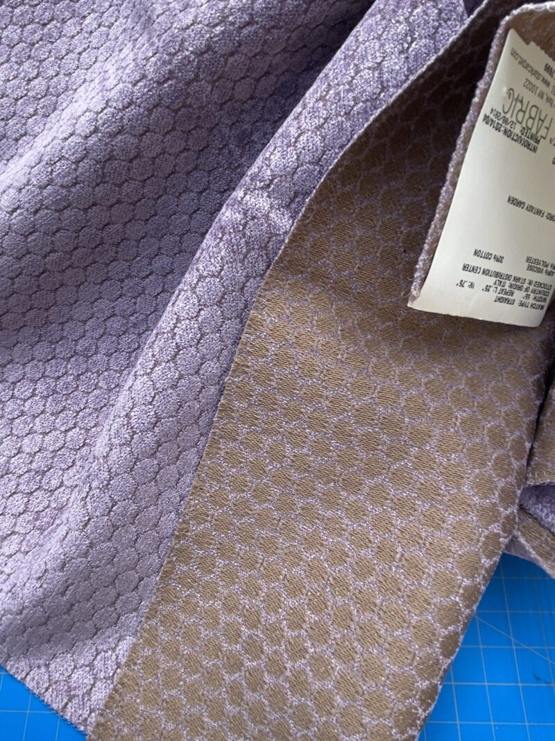 IMG_4288 10 Berkbox83 Square Velvet by Grey Watrkins Monterosso Lavender Purple Small Scale Dots Circle 1.1yd x 25"W MSRP USD192/y