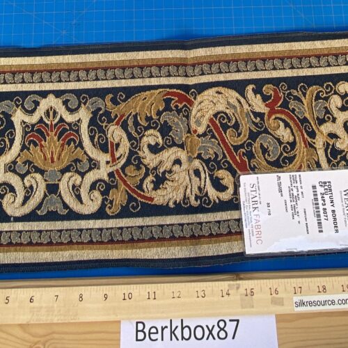 IMG_4927 10 Berkbox87 Square Jacquard by Old World Weavers Fortuny Border Bleu Polyamide Cotton Damask Blue MSRP USD300+/y