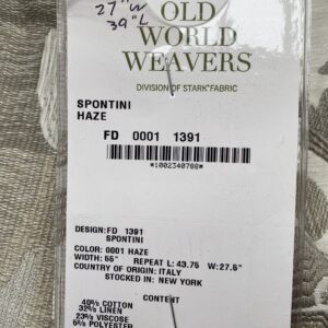 IMG_5165 13 Berkbox88 Square Woven by  Old World Weavers Spontini Haze Gray White Botanical Large Pattern 27"W X 39"L  MSRP USD300+/y