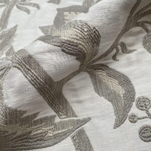 IMG_5166 13 Berkbox88 Square Woven by  Old World Weavers Spontini Haze Gray White Botanical Large Pattern 27"W X 39"L  MSRP USD300+/y