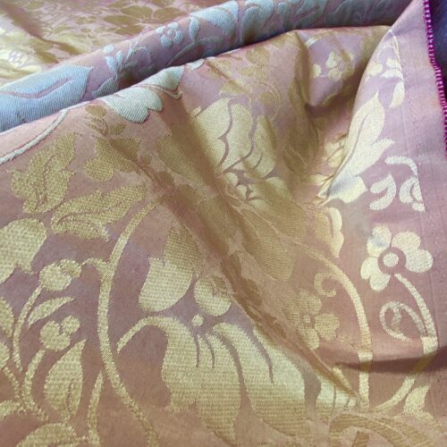 IMG_5253 Old World Weavers BROCHE DAMASK YELLOW/RED Pink Peach Gold Italian Renaissance Brocade Silk Linen Cotton MSRP 0+/y
