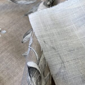 IMG_5278 Scalamandre Merrimon in Linen Print Silky Linen Fragrant Summer lilac trumpet flower or  jimsonweed  MSRP 6/y