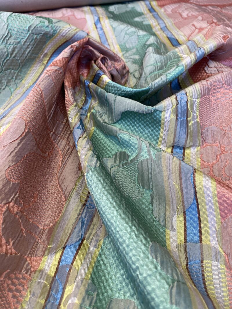 IMG_5314 Scalamandre Rigato Vitozzi Green Apricot Peach Floral Stripe MSRP USD204/yd