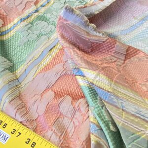 IMG_5320 Scalamandre Rigato Vitozzi Green Apricot Peach Floral Stripe MSRP USD204/yd