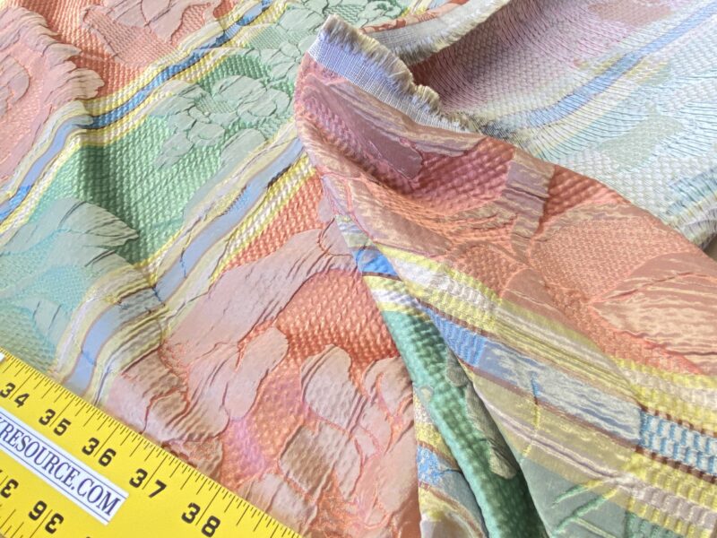 IMG_5320 Scalamandre Rigato Vitozzi Green Apricot Peach Floral Stripe MSRP USD204/yd