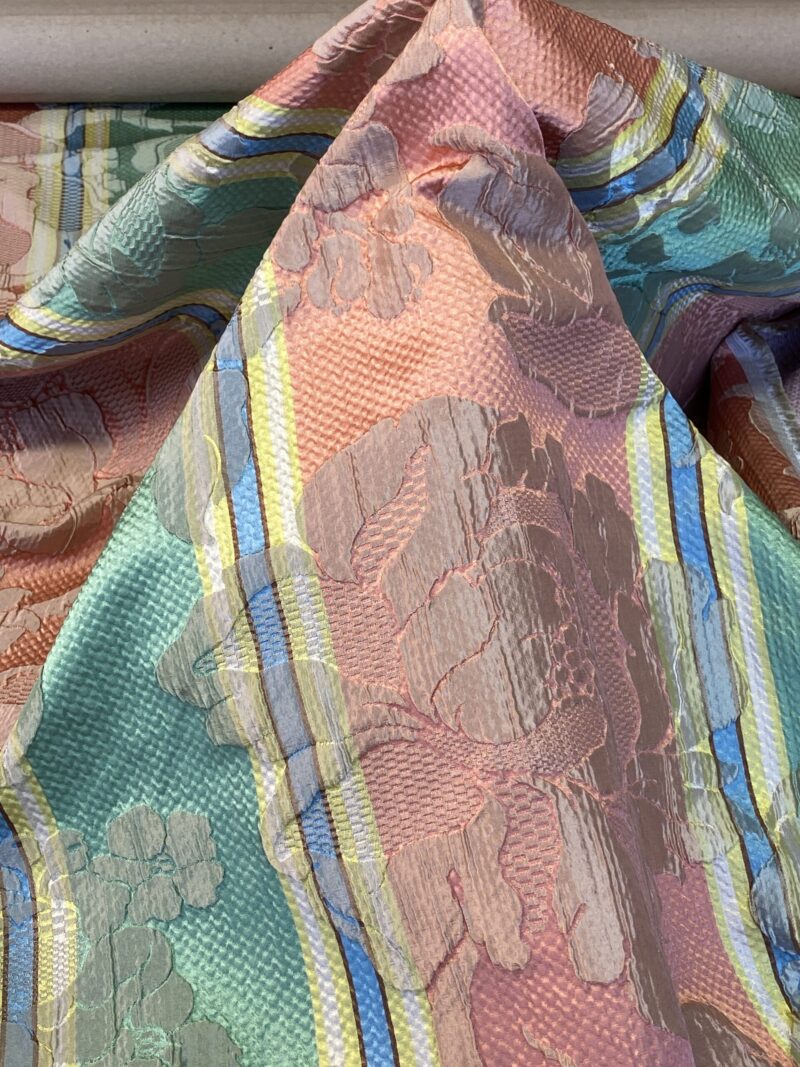 IMG_5322 Scalamandre Rigato Vitozzi Green Apricot Peach Floral Stripe MSRP USD204/yd