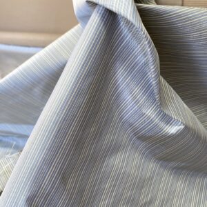 IMG_5334 Scalamandre Astley Silk Strie French Blue White Pin Stripe Small Scale  MSRP USD350+/yard.