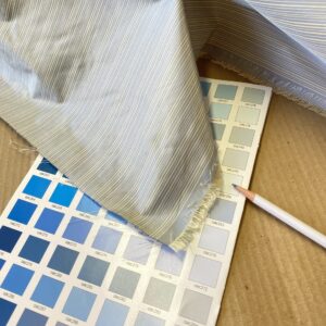 IMG_5335 Scalamandre Astley Silk Strie French Blue White Pin Stripe Small Scale  MSRP USD350+/yard.