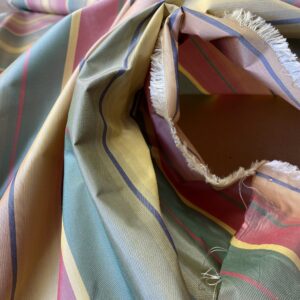 IMG_5388 Scalamandre Candice Stripe Multi100% Silk taffeta Strie Rainbow of Pink Red Green Gold Blue Purple Candy Color  MSRP 180/y