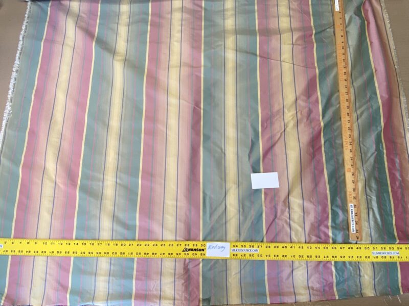 IMG_5392 Scalamandre Candice Stripe Multi100% Silk taffeta Strie Rainbow of Pink Red Green Gold Blue Purple Candy Color  MSRP 180/y