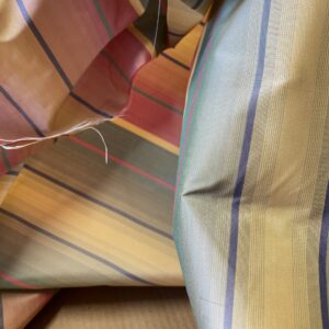 IMG_5397 Scalamandre Candice Stripe Multi100% Silk taffeta Strie Rainbow of Pink Red Green Gold Blue Purple Candy Color  MSRP 180/y