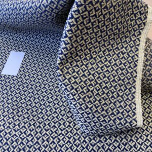 IMG_5404 49 EV32 Square 27 x 26 inches Scalamandre Old World Weavers Axial Peacock Chenille Jacquard Blue and White MSRP  246/y