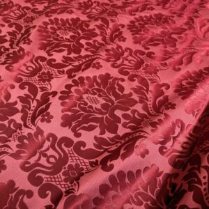 PXL_20240118_002347255 High End Veranda Renaissance Damask 100% Silk Ruby Red Crimson