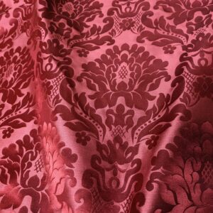 PXL_20240118_002412540 High End Veranda Renaissance Damask 100% Silk Ruby Red Crimson
