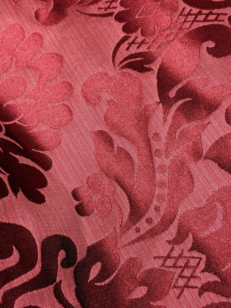 PXL_20240118_002522522.MP High End Veranda Renaissance Damask 100% Silk Ruby Red Crimson