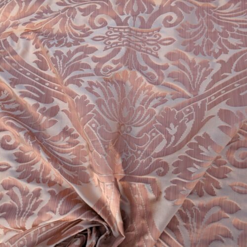 PXL_20240228_210434393 Rose Bertin 100% Silk Damask French Court Acanthus in Peach Pink Highest Quality
