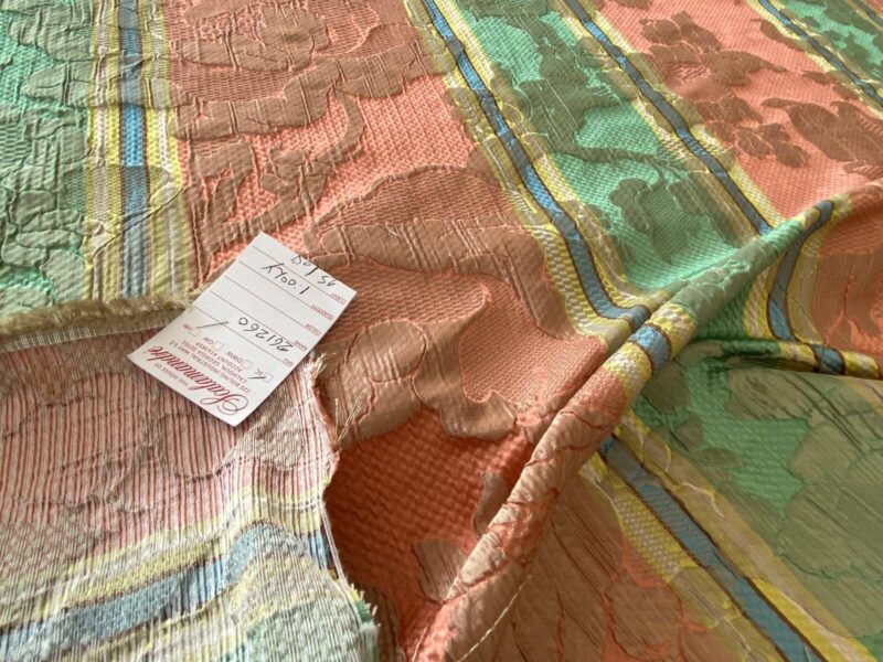 WhatsApp Image 2024-10-03 at 08.03.44_349db8cd Scalamandre Rigato Vitozzi Green Apricot Peach Floral Stripe MSRP USD204/yd