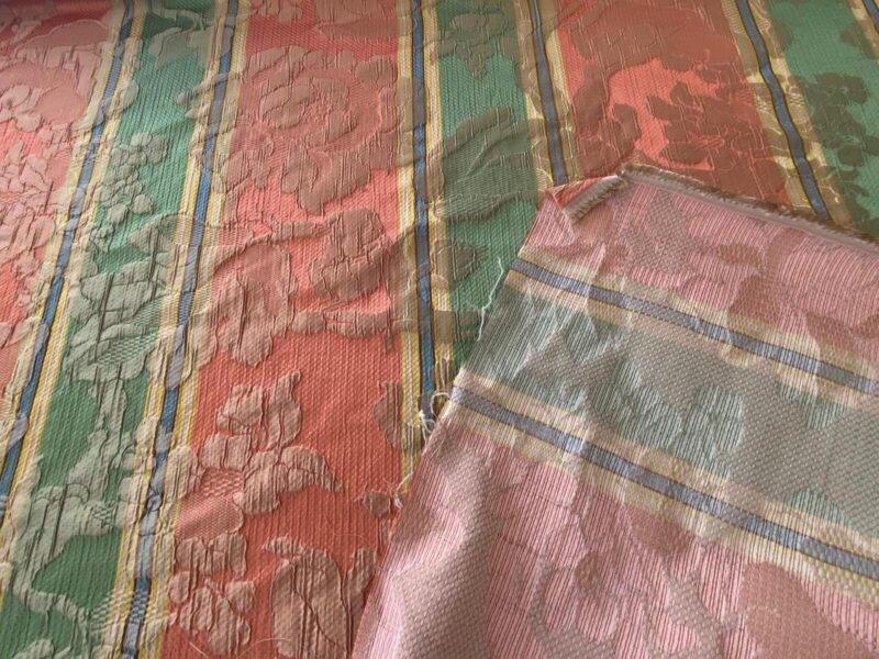 WhatsApp Image 2024-10-03 at 08.03.44_55ca8311 Scalamandre Rigato Vitozzi Green Apricot Peach Floral Stripe MSRP USD204/yd