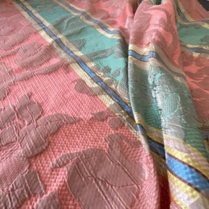 WhatsApp Image 2024-10-03 at 08.03.44_c56505fa Scalamandre Rigato Vitozzi Green Apricot Peach Floral Stripe MSRP USD204/yd