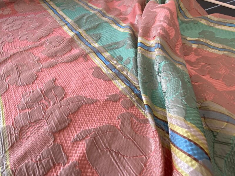 WhatsApp Image 2024-10-03 at 08.03.44_c56505fa Scalamandre Rigato Vitozzi Green Apricot Peach Floral Stripe MSRP USD204/yd