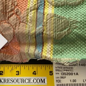 WhatsApp Image 2024-10-03 at 08.03.44_f83b369f Scalamandre Rigato Vitozzi Green Apricot Peach Floral Stripe MSRP USD204/yd