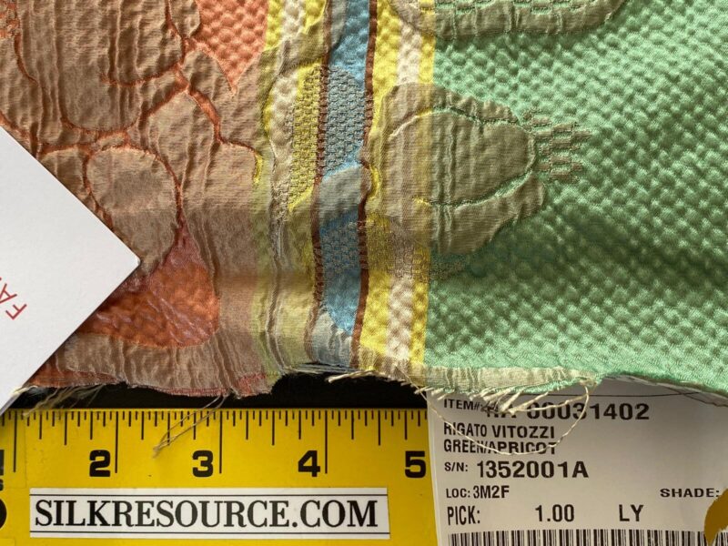 WhatsApp Image 2024-10-03 at 08.03.44_f83b369f Scalamandre Rigato Vitozzi Green Apricot Peach Floral Stripe MSRP USD204/yd