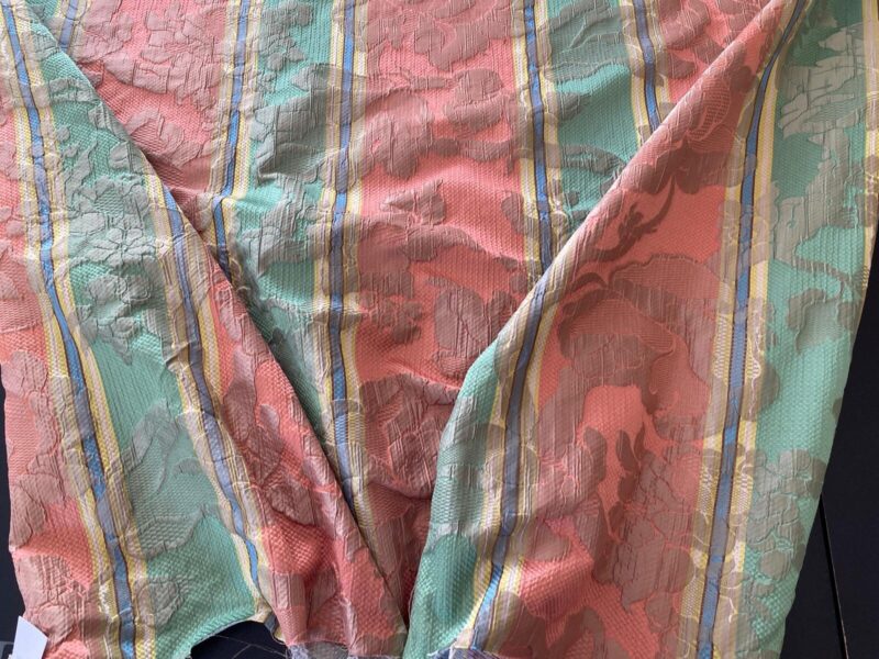 WhatsApp Image 2024-10-03 at 08.03.45_eb181bc2 Scalamandre Rigato Vitozzi Green Apricot Peach Floral Stripe MSRP USD204/yd