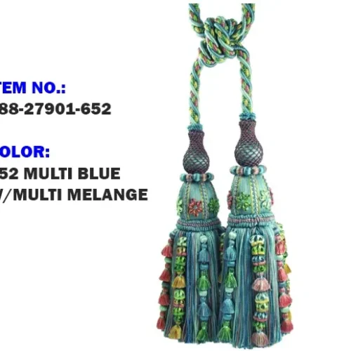 t1 Samuel & Sons Bagatelle MUSÉE Silk Double Tieback with Jasmines Silk Cotton Wood MSRP USD 1500 Each