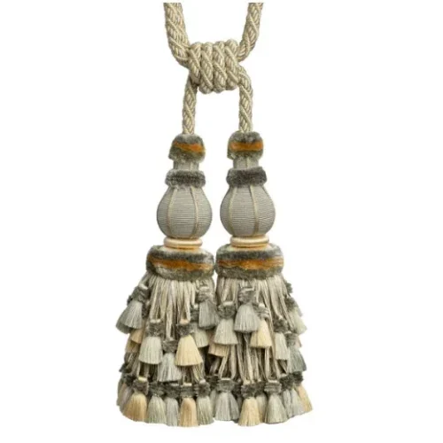 t1 Samuel & Sons Bagatelle Double Tassel Tieback Dewdrop Silk Cotton Wood MSRP USD 700 Each