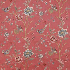 Colefax and Fowler Olivia Red Embroidery Red Bird Flower Tree Foliage MSRP USD400/y
