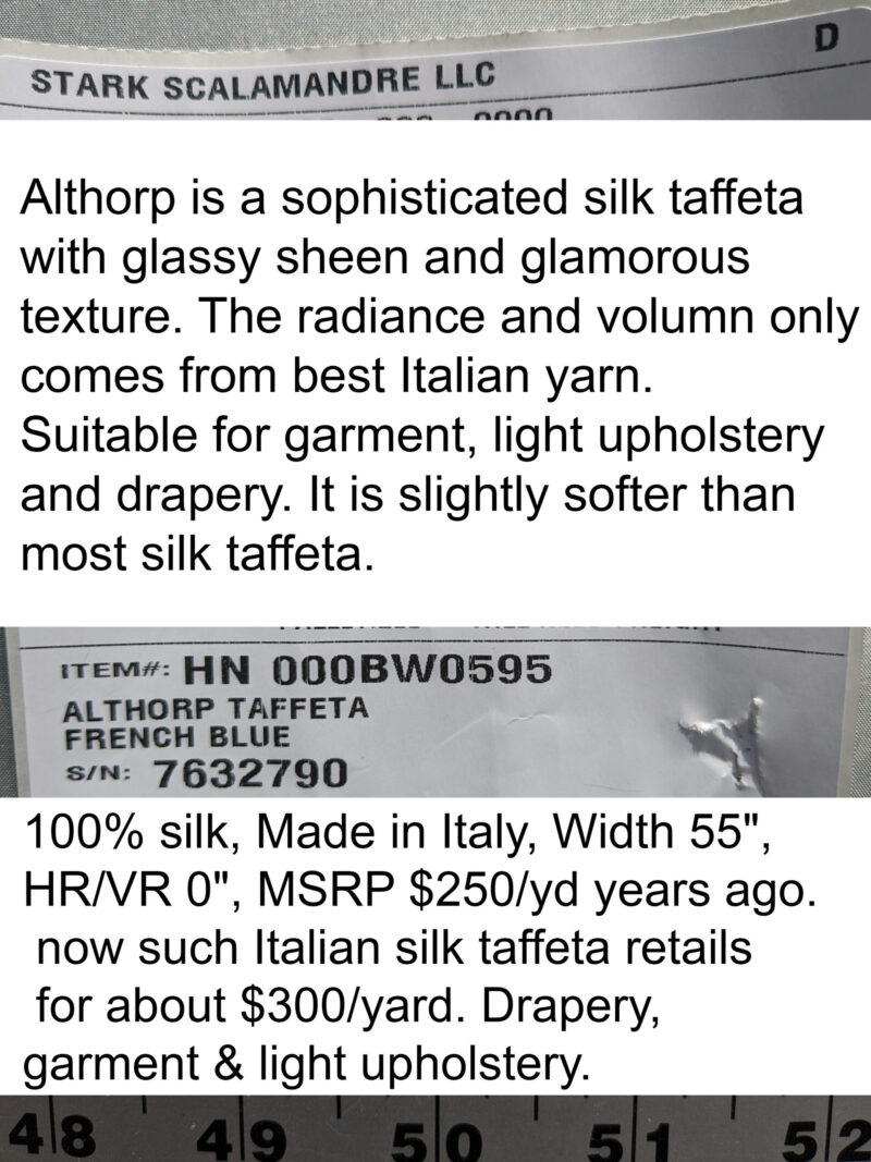 IMG_011 Scalamandre Althorp Taffeta French Blue Silk Taffeta Gorgeous Texture  MSRP USD300/y