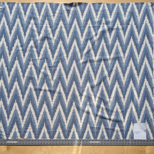 IMG_039 Scalamandre Adras Ikat Weave Lapis Blue White Cotton Chevron Herringbone MSRP USD150/y