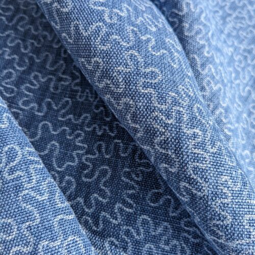 IMG_044 Scalamandre Squiggle Blue Abstract Linen Laser Light Print Texture Heavy MSRP USD186/y