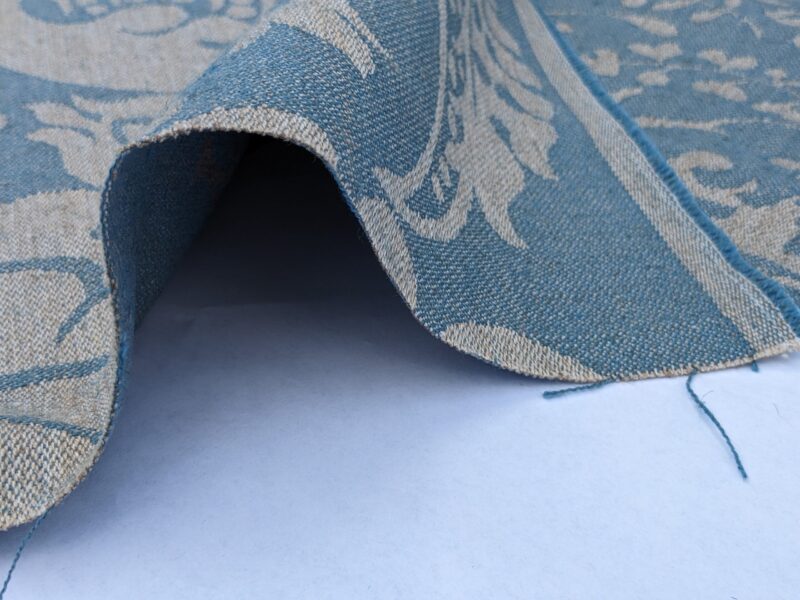 Scalamandre Amelia Delphinium Blue Renaissance Damask Jacquard Linen Acanthus Feather MSRP USD 176/y