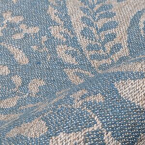 Scalamandre Amelia Delphinium Blue Renaissance Damask Jacquard Linen Acanthus Feather MSRP USD 176/y