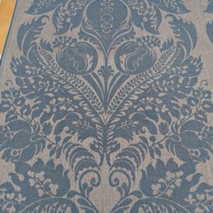 Scalamandre Amelia Delphinium Blue Renaissance Damask Jacquard Linen Acanthus Feather MSRP USD 176/y