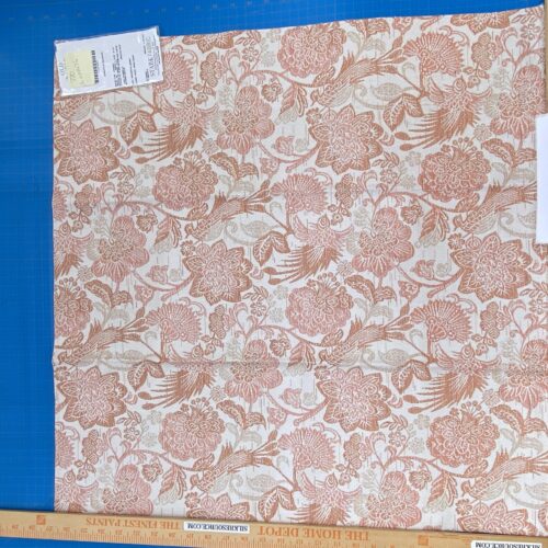 IMG_5577 1 Berkbox90 Square Jacquard by Old World Weavers Sankaty Sunset Dune Outdoor Orange White Bird Flower Chinoiserie Folklore MSRP USD183/y