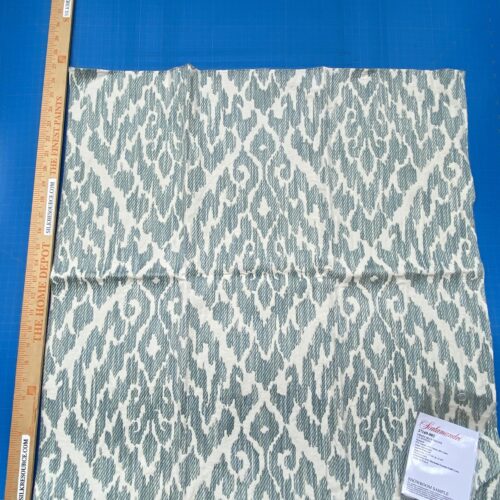 IMG_5679 24 Berkbox90 Square Jacquard by Scalamandre Lhasa Ikat Weave Aquamarine Blue and White MSRP USD 362/Y