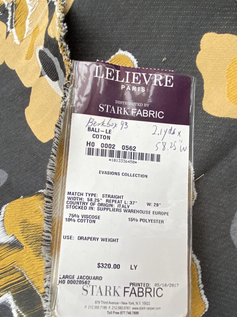 IMG_5998 36 Berkbox93 Length Jacquard by Lelievre Paris Bali-Le Coton Floral White Yellow Gray Reversible 2.1yds x 58.25w" MSRP USD 696/y