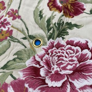 IMG_6020 Square Jacquard by Gaston Y Daniela Peony Pink Ivory Medium Gray Botanical Floral 25"L x 24"W  MSRP USD 300+/y