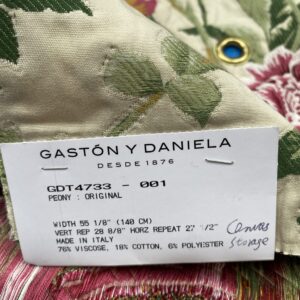 IMG_6021 Square Jacquard by Gaston Y Daniela Peony Pink Ivory Medium Gray Botanical Floral 25"L x 24"W  MSRP USD 300+/y