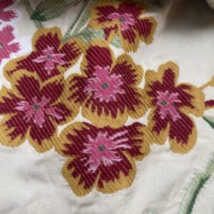 IMG_6023 Square Jacquard by Gaston Y Daniela Peony Pink Ivory Medium Gray Botanical Floral 25"L x 24"W  MSRP USD 300+/y