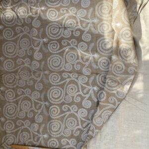 5 BerkBox94 Raoul Textile Line Hand Print Made in US Art Deco Fiddle Head Fern Beige White 1.6yd x 51" wide MSRP 0+/y