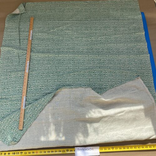 IMG_6800 8 BerkBox94 Raoul Textile Line Hand Print Made in US Umak Green White Small Scale Geometric 1.5YD MSRP 0+/y