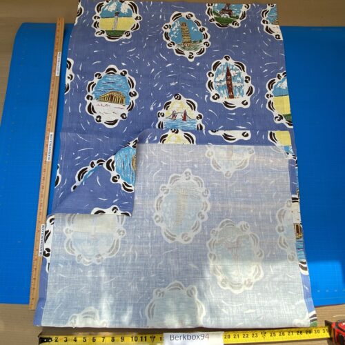 IMG_6819 10 BerkBox94 Raoul Textile Line Hand Print Made in US Blue Kids Nursery Europe Landscape Pissa Paris Athens MSRP 0+/y