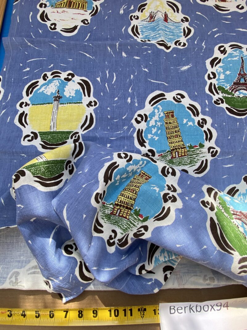 IMG_6821 10 BerkBox94 Raoul Textile Line Hand Print Made in US Blue Kids Nursery Europe Landscape Pissa Paris Athens MSRP 0+/y