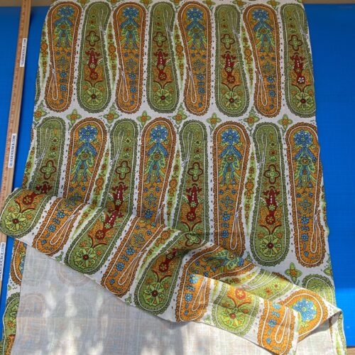 12 BerkBox94 Raoul Textile Line Hand Print Made in US Paisley Green Orange White MSRP 0+/y