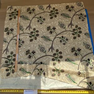 IMG_6838 14 BerkBox94 Raoul Textile Line Hand Print Made in US 1.8Y Indira Pomegranate Strawberry Tree Foliage Beige Brown White MSRP 0+/y