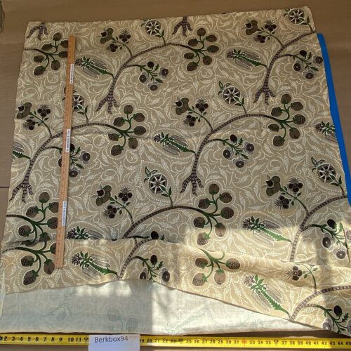 14 BerkBox94 Raoul Textile Line Hand Print Made in US 1.8Y Indira Pomegranate Strawberry Tree Foliage Beige Brown White MSRP 0+/y